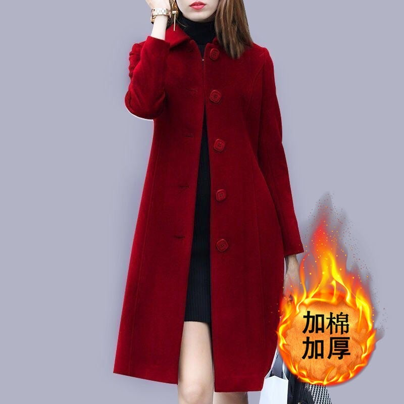 2025 Spring and Autumn New Wool Coat Women's Mid-Length British Style Slim Fit Dragon and Phoenix Coat Suit Windbreaker Trend