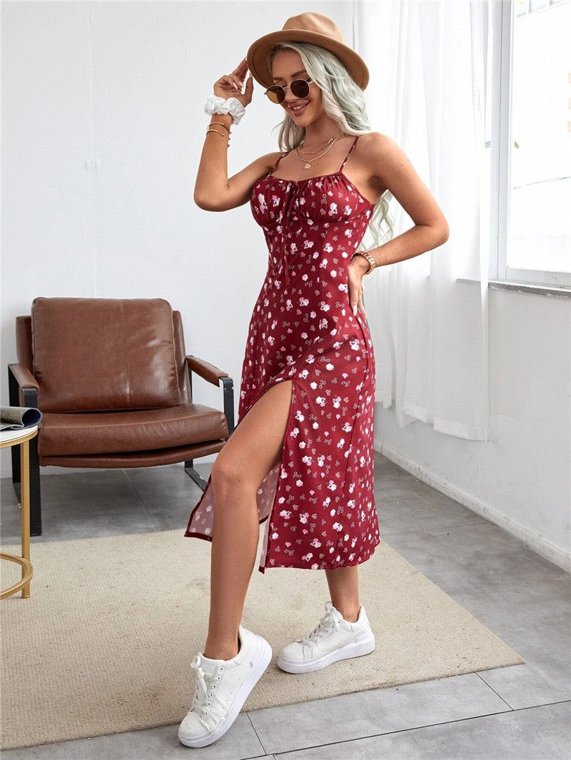 2024 New Summer Floral Elegant Commuter Dress with European and American Style for International Marketplaces Amazon, Wish, and Aliexpress