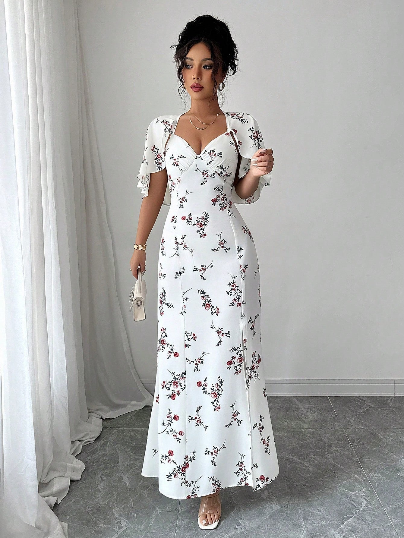 Summer Women's New Fashion Style Vacation Casual Slim Fit Printed Design Elegant Vacation Summer Romantic Dress