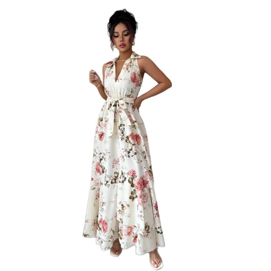 Amazon Independent Site Foreign Trade Long Dress 2026 Summer New European and American Cross-Border Women's Printed Sleeveless Dress