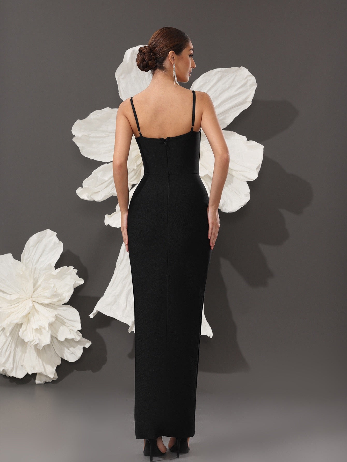 In Stock | Sexy European and American Style Women's Dress with Heavy Rhinestone Embellished Off-Shoulder Strapless Dress, Slim Fit, Elegant Slit Evening Gown