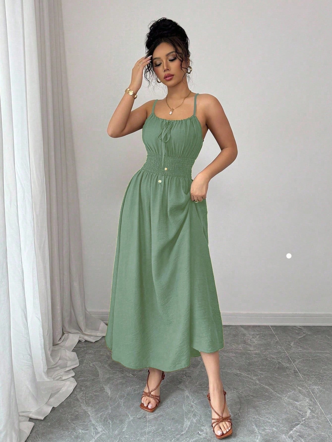 2026 Cross-Border European and American Amazon Design-Inspired Strapless Sleeveless Ruched Waist Solid Color Camisole Women's Dress