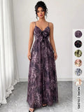 2025 New European and American Style Printed Suspender Long Dress Summer Vacation Flowy Dress