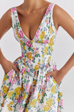 2026 Spring New Collection Elegant Backless Printed Waist-Cinching Long Dress for Women, Inspired by European and American Fashion