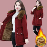 Cotton coat young mother winter parka mid-length new women's loose plus velvet lamb down thickened coat