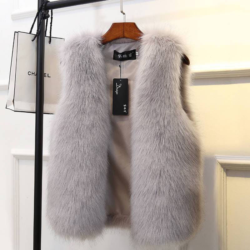 Autumn and winter new mink fur vest for women warm and versatile jacket imitation fox fur thickened waistcoat slimming