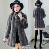 Factory direct supply Danish mink autumn and winter new fur coat women's medium and long Korean style slim fit imitation mink velvet women's clothing