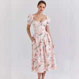 2026 Cross-Border Spring and Summer New Amazon Cross-Border European and American Dresses, Artistic French-Style Fresh Print Fashion Women's Clothing
