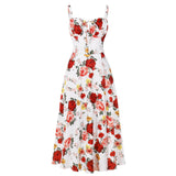 Printed Spaghetti Strap Dress with Corset Waist, Elegant Vintage Style, Wide Hem, Trendy Bestseller on Amazon