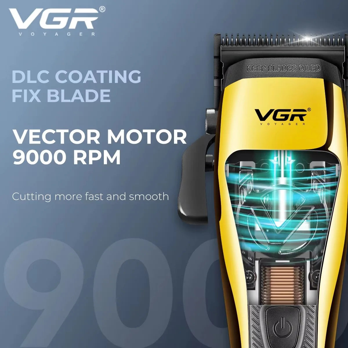 VGR Hair Cutting Cordless Hair Trimmer Professional Trimmer Cordless DLC Adjustable Rechargeable Cutting 9000RPM Clippers V-015