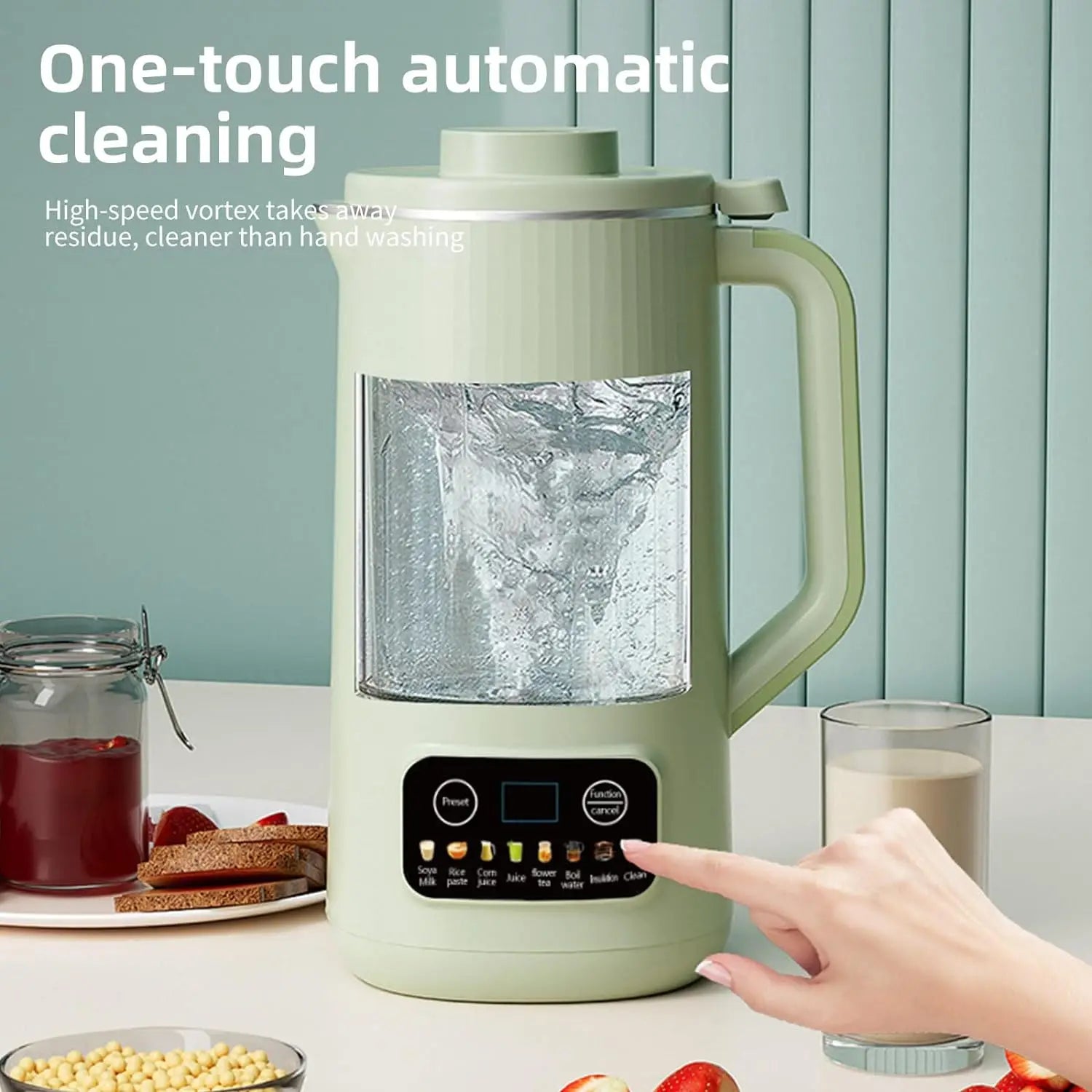 600ML 220V Electric Soybean Milk Maker Machine One-touch Automatic Cleaning  Blender Rice Paste Maker  Wall Breaking Machine