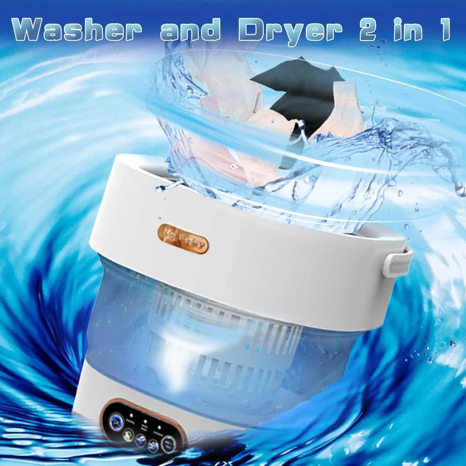 15L Portable Small Washing and Dryer Machine Collapsible Washer with Spin for Apartment Travel Underwear Washing Machine