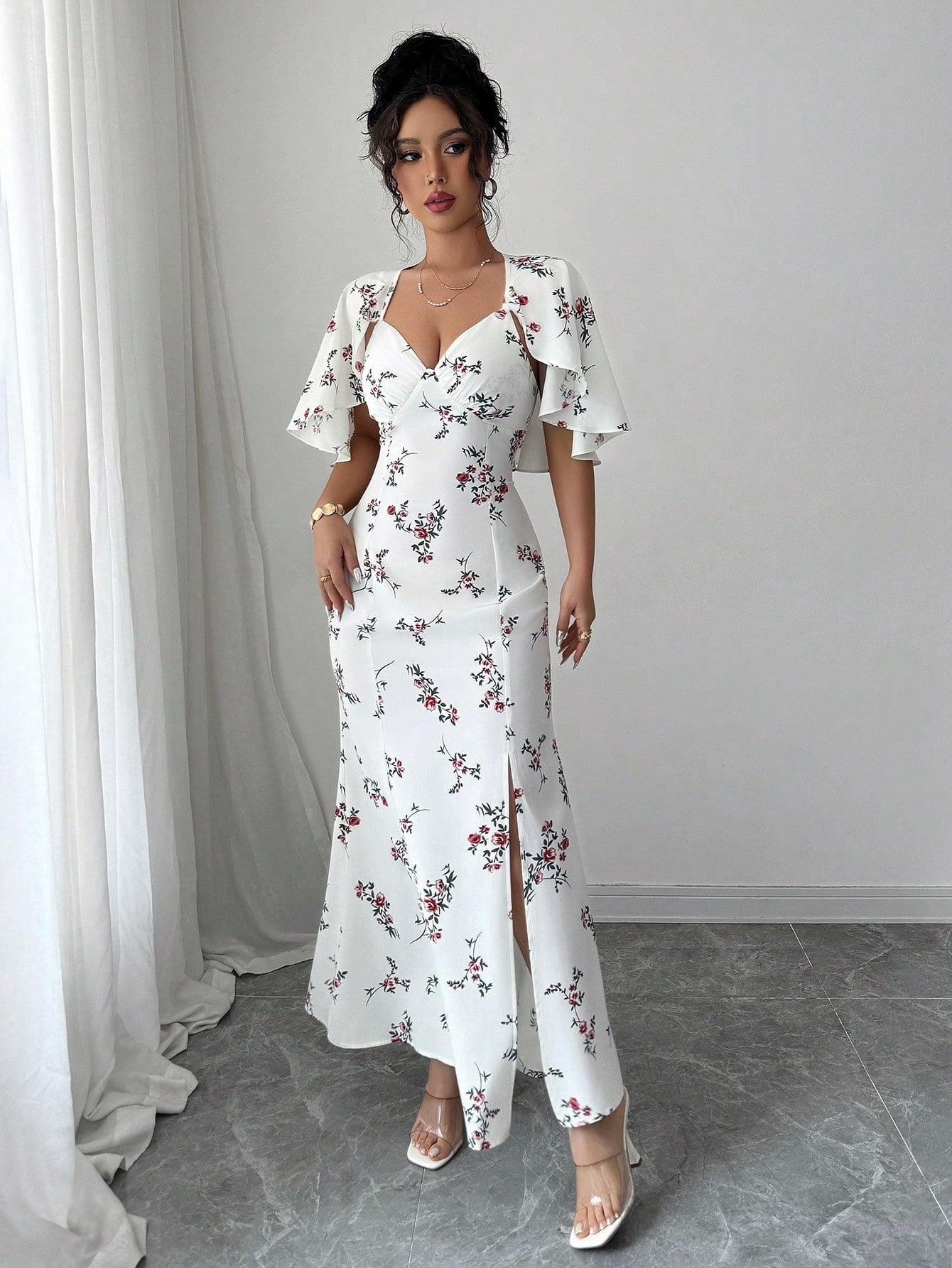 Summer Women's New Fashion Style Vacation Casual Slim Fit Printed Design Elegant Vacation Summer Romantic Dress