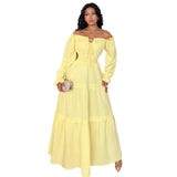 2026 Cross-Border European and American New Spring Elegant Puff Sleeve Long-Sleeve Dress
