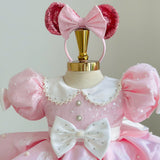 Children's Dress Cute Girl Princess Party Puff Sleeve Polka Dot Dress Bow Lace Children's Birthday Dress