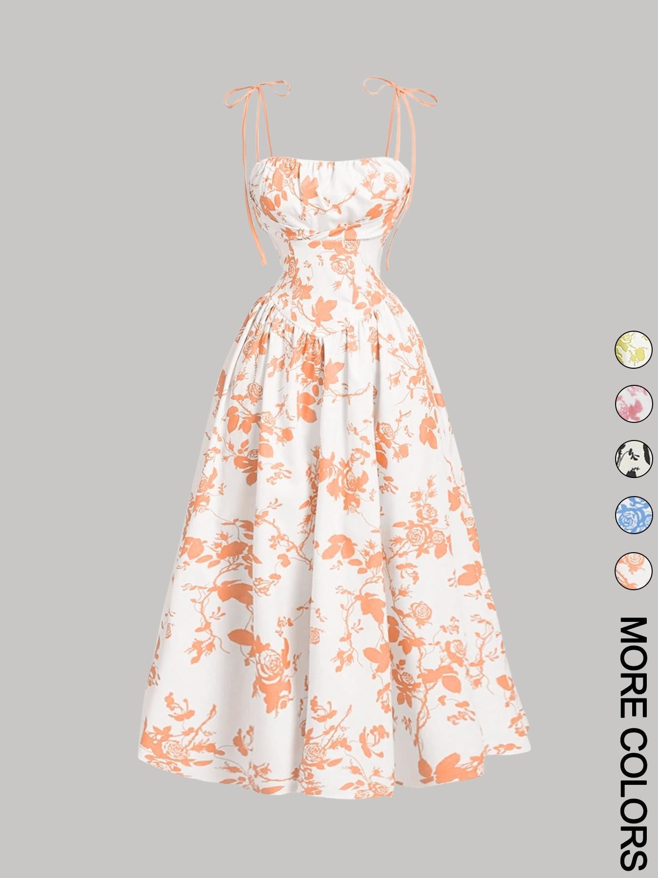 Amazon 2025 European and American New Women's Floral Printed Sling Homecoming dress Summer Sun Dress Spring Dress