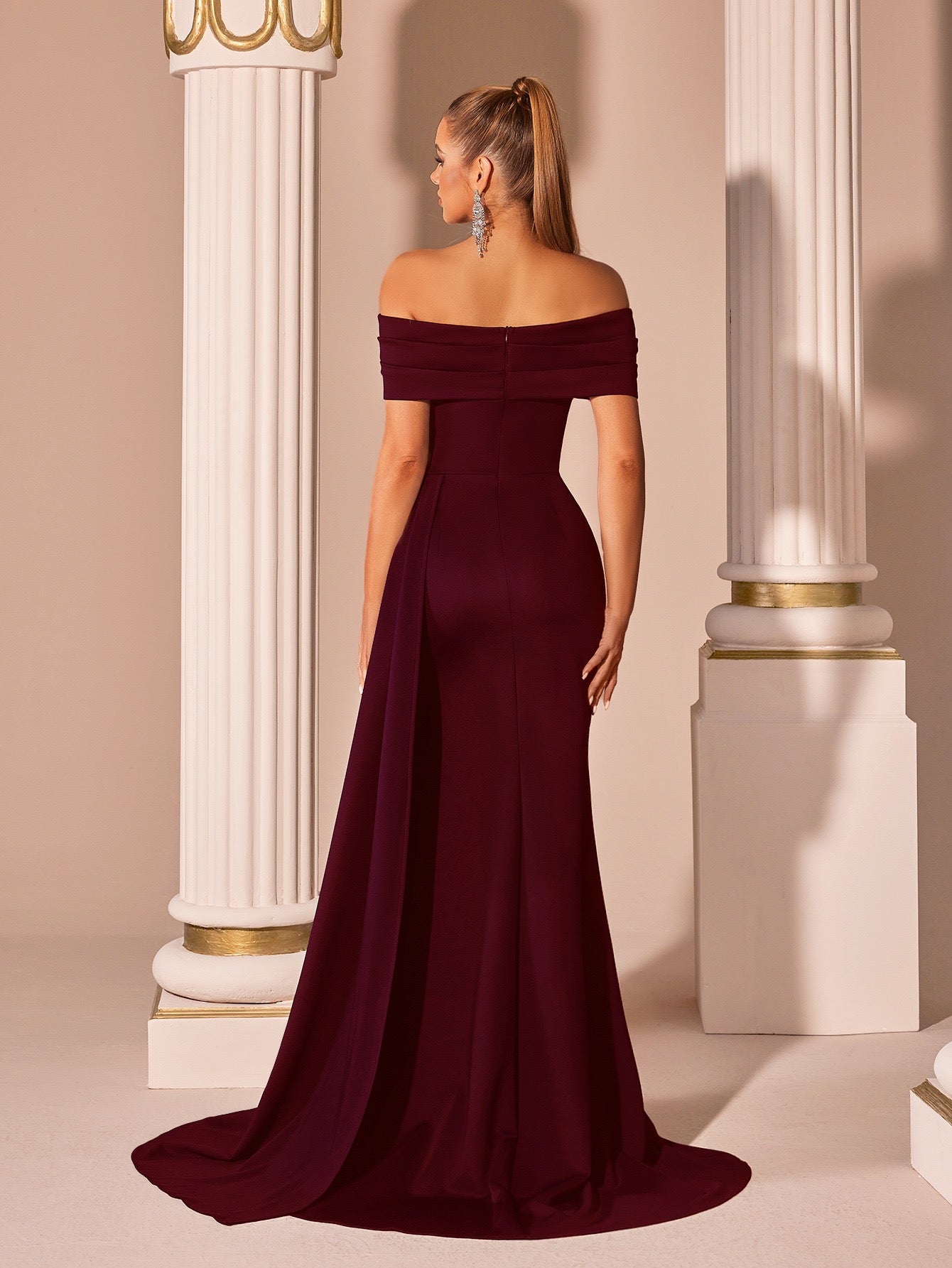 New One-Shoulder Satin Solid Color Evening Dress Slim-Fitting Slit Fishtail Dinner Party Host Accessible Luxury Dress