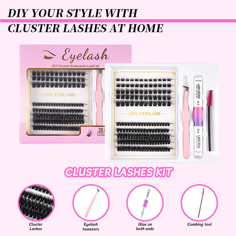 Messy hot-melt 3D single-cluster eyelashes 80D planted false eyelashes cross-border natural and dense European and American DIY self-adhesive