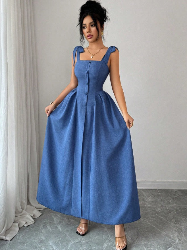 2026 European and American Style Sleeveless Waist-Cinching A-Line Halter Dress for Women, New Summer Floral Slimming Dress