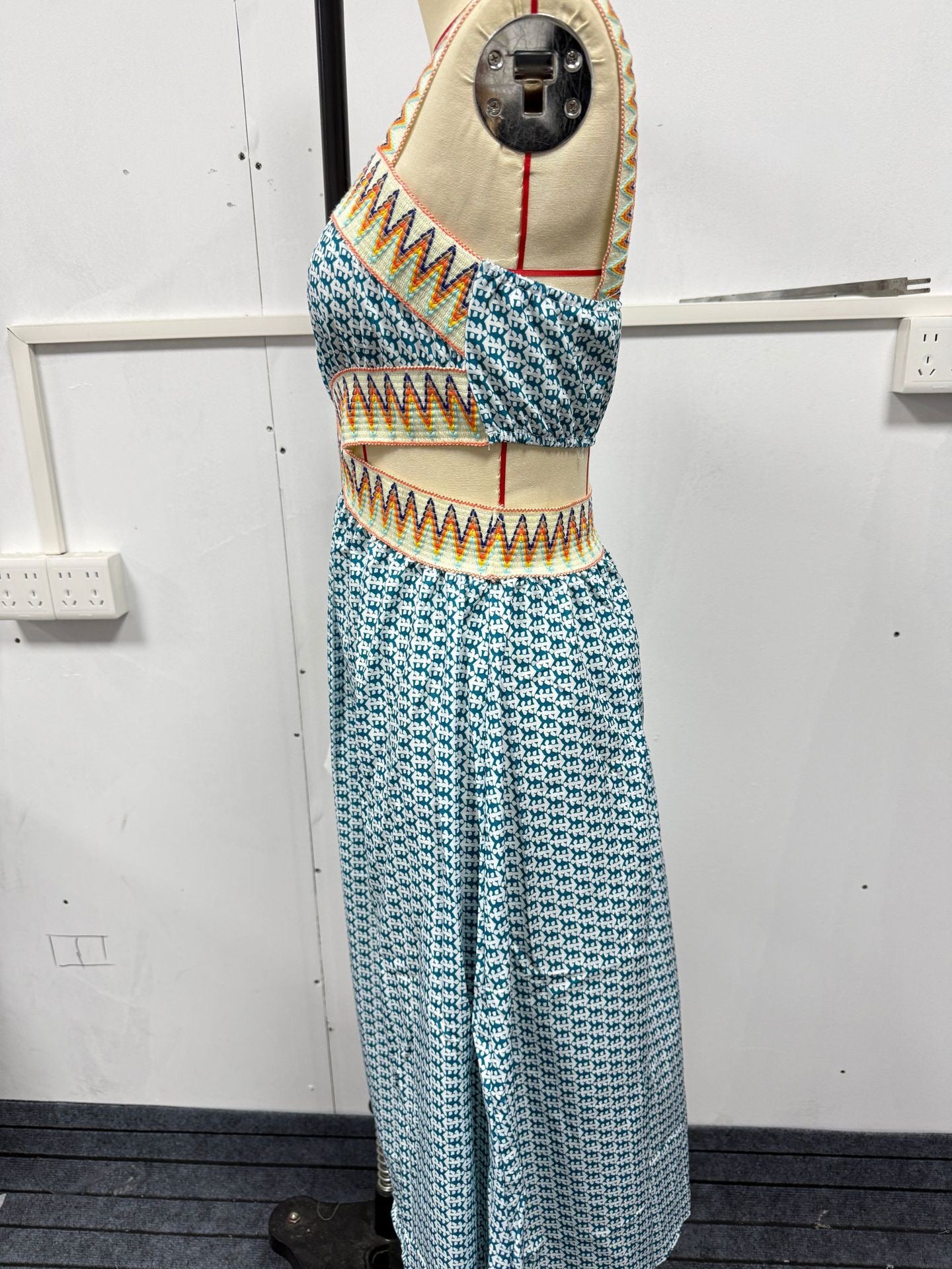 2025 Summer New Style Tube Top Backless Suspender Dress Retro Printed Long Skirt Cross-Border Foreign Trade Amazon Style for Women