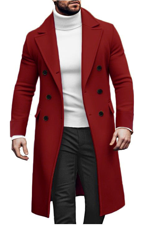 European station 2024 new woolen long coat men Amazon double-breasted jacket European version AliExpress spot eBay