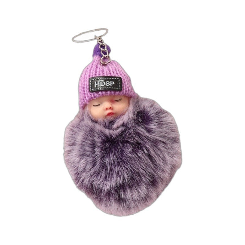 Bao Beidi sleeping doll fur ball pendant cute female schoolbag pendant girl plush jewelry car keychain toy