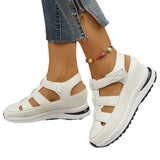 Summer new wedge sandals covered head hollow breathable women's foreign trade plus size sponge thick-soled velcro women's shoes