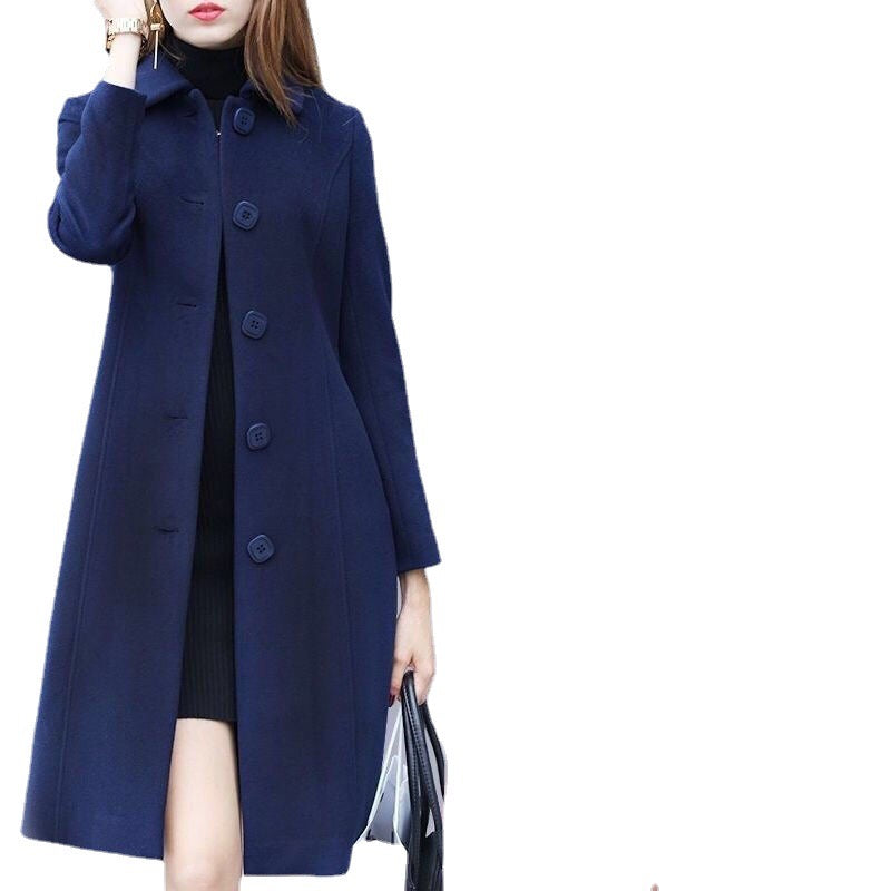 2025 Spring and Autumn New Wool Coat Women's Mid-Length British Style Slim Fit Dragon and Phoenix Coat Suit Windbreaker Trend