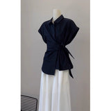 Summer Outfit Set for Women 2025 New Design Waist-Cinching Tie Shirt Slimming Casual Pants Two-Piece Trendy Set