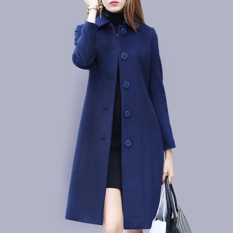 2025 Spring and Autumn New Wool Coat Women's Mid-Length British Style Slim Fit Dragon and Phoenix Coat Suit Windbreaker Trend