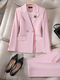 Pink suit jacket for women, broadcaster, art exam host, formal wear, professional temperament, goddess style, beauty salon suit