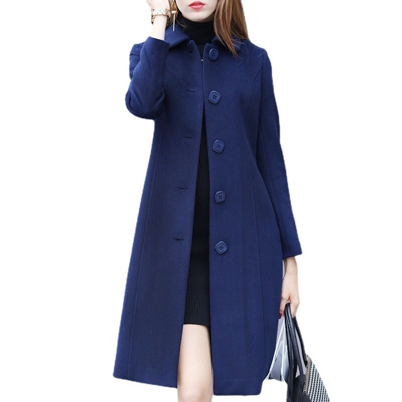 2025 Spring and Autumn New Wool Coat Women's Mid-Length British Style Slim Fit Dragon and Phoenix Coat Suit Windbreaker Trend