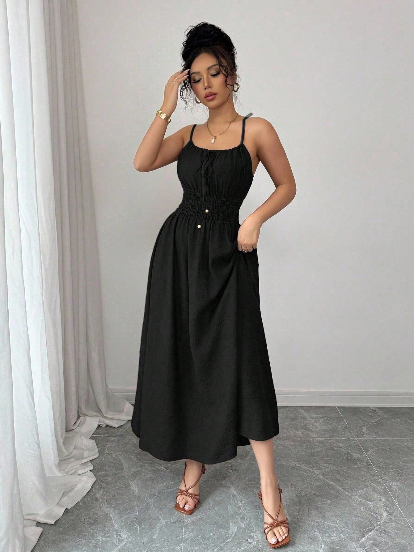 2026 Cross-Border European and American Amazon Design-Inspired Strapless Sleeveless Ruched Waist Solid Color Camisole Women's Dress