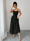 2026 Cross-Border European and American Amazon Design-Inspired Strapless Sleeveless Ruched Waist Solid Color Camisole Women's Dress