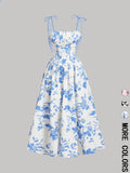 Amazon 2025 European and American New Women's Floral Printed Sling Homecoming dress Summer Sun Dress Spring Dress