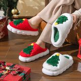 24 new Christmas tree women's home slippers neutral autumn and winter slippers home warm cotton slippers thick-soled slippers