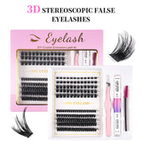 Messy hot-melt 3D single-cluster eyelashes 80D planted false eyelashes cross-border natural and dense European and American DIY self-adhesive