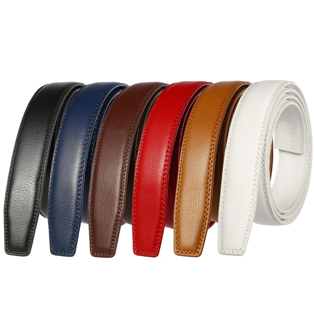 3.0cm 3.1cm Width Leather Belt No Buckle Designer Belts Men High Quality Leather Strap 110-130cm