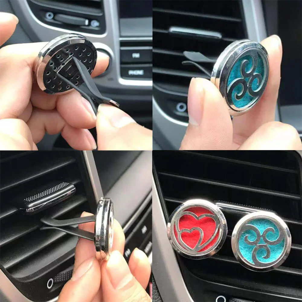 New Car Air Diffuser Locket Tree of Lfie Stainless Steel Vent Freshener Car Essential Oil Diffuser Perfume Aromatherapy Necklace