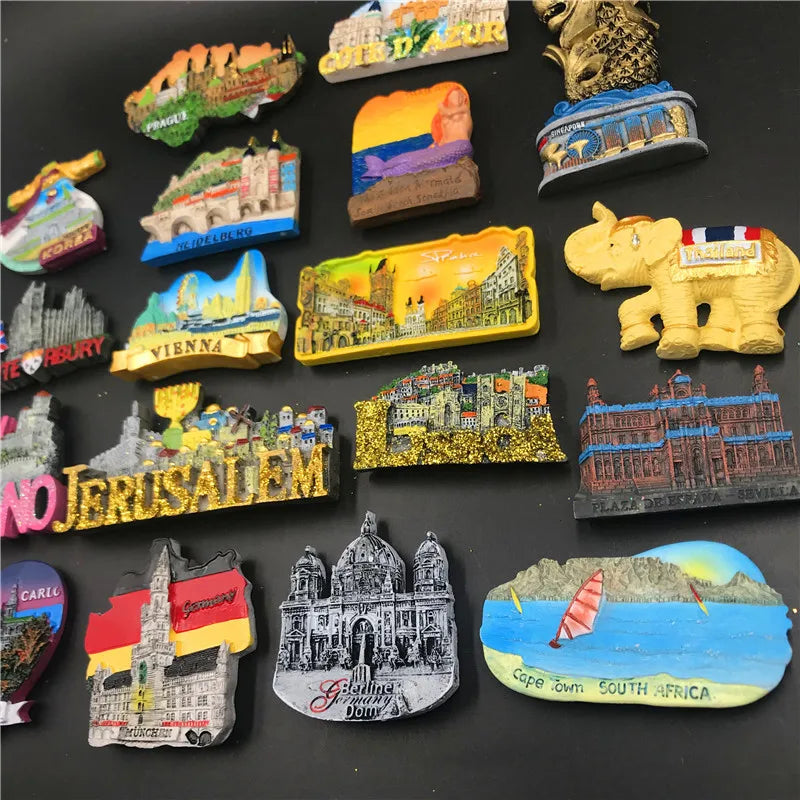 Color refrigerator sticker Thai Korea France Germany Vienna England Spain Portugal tourist souvenir magnetic refrigerator magnet