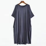 Plus Size 8XL 150kg Women Summer Modal Long Dress O Neck Short Sleeve Soft Comfortable Dresses Ladies Casual Large Home Dress