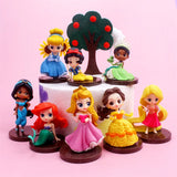 8 style 5-8cm Princess Q Posket Snow White Cinderella Belle Mermaid Tangled Aladdin Action Figure Mini Model Toys Kids  Gift