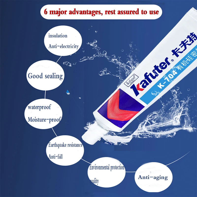 Kafuter k-704 RTV silicone rubber organic industrial sealing insulation strong high temperature resistant waterproof glue 45g