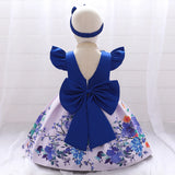 Kids Floral Summer Dress For Girls Wedding Party Dresses Big Bow Baby Girl Birthday Princess Gown Easter Children Clothes