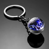 Keychain Charms Original 12 Constellation Key Ring Luminous Double-Sided Glass Ball Keychain Car Pendant Accessories Keychains