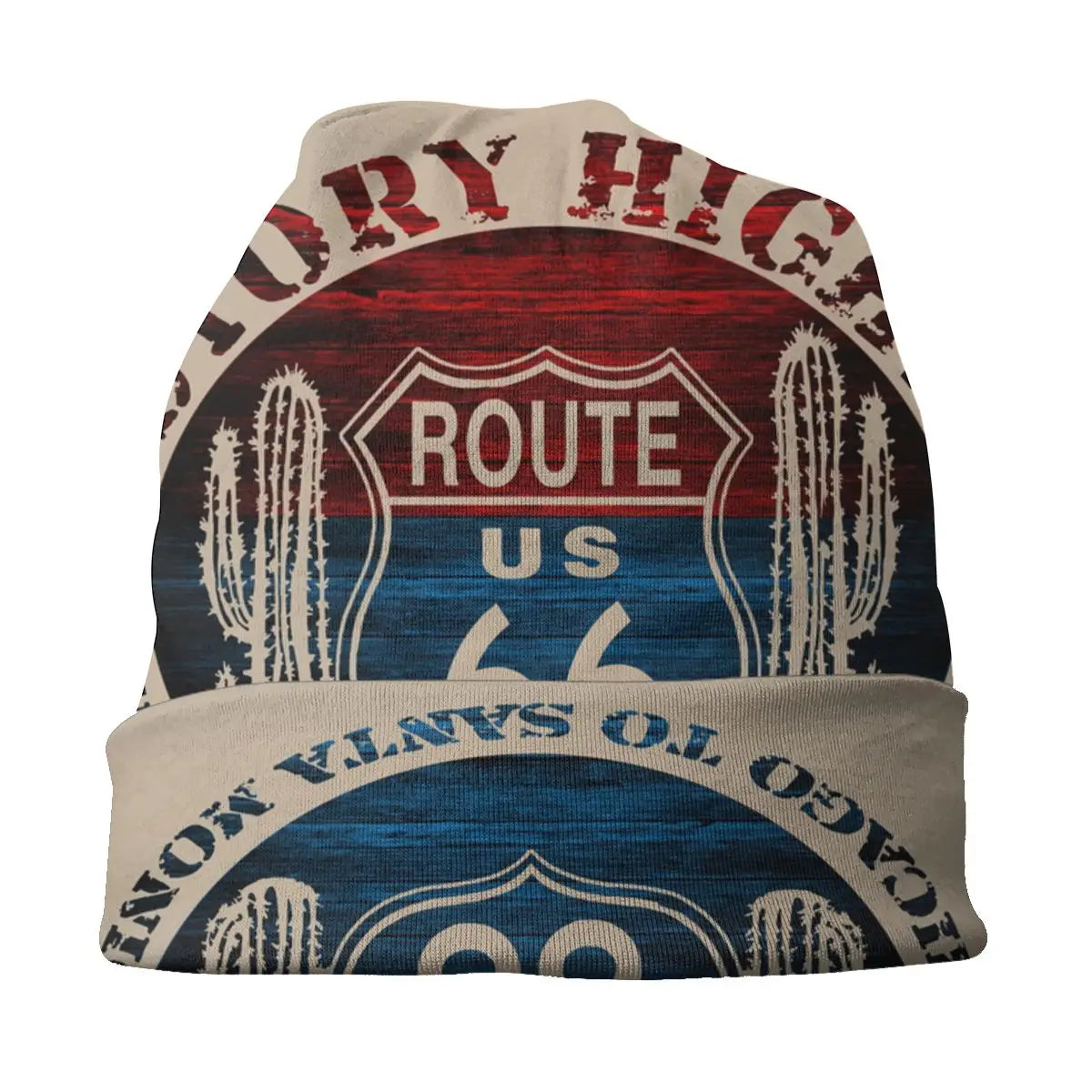 Custom Hip Hop Winter Warm Knitting Hats Unisex Adult Route 66 America Road Vintage Trip Skullies Beanies Caps Bonnet Hats