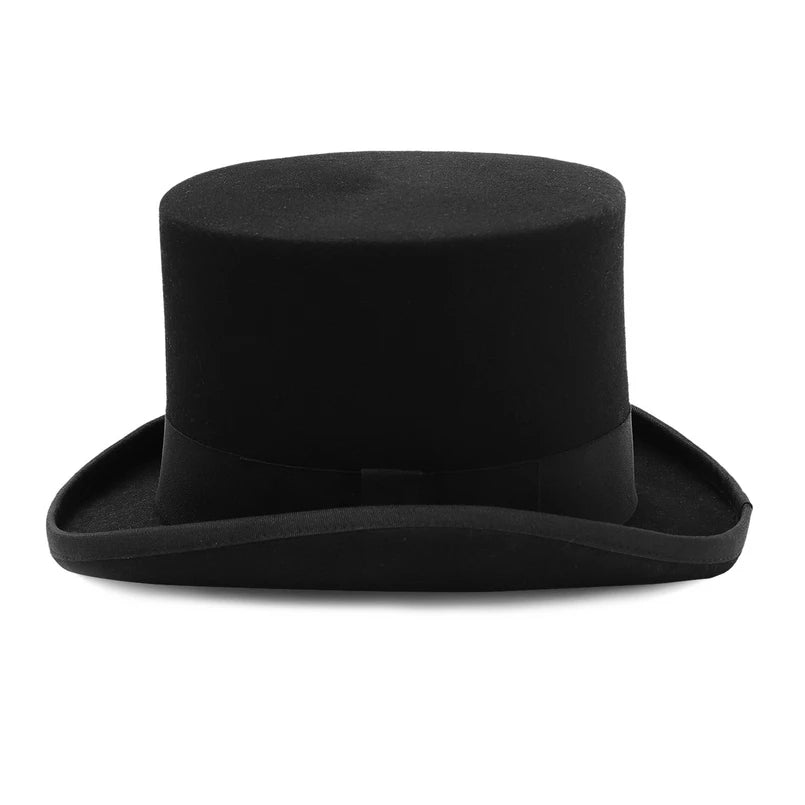 GEMVIE 5.4 inch 100% Wool Felt Top Hat For Men/Women Cylinder Hat Topper Mad Hatter Party Costume Fedora Magician Hat New