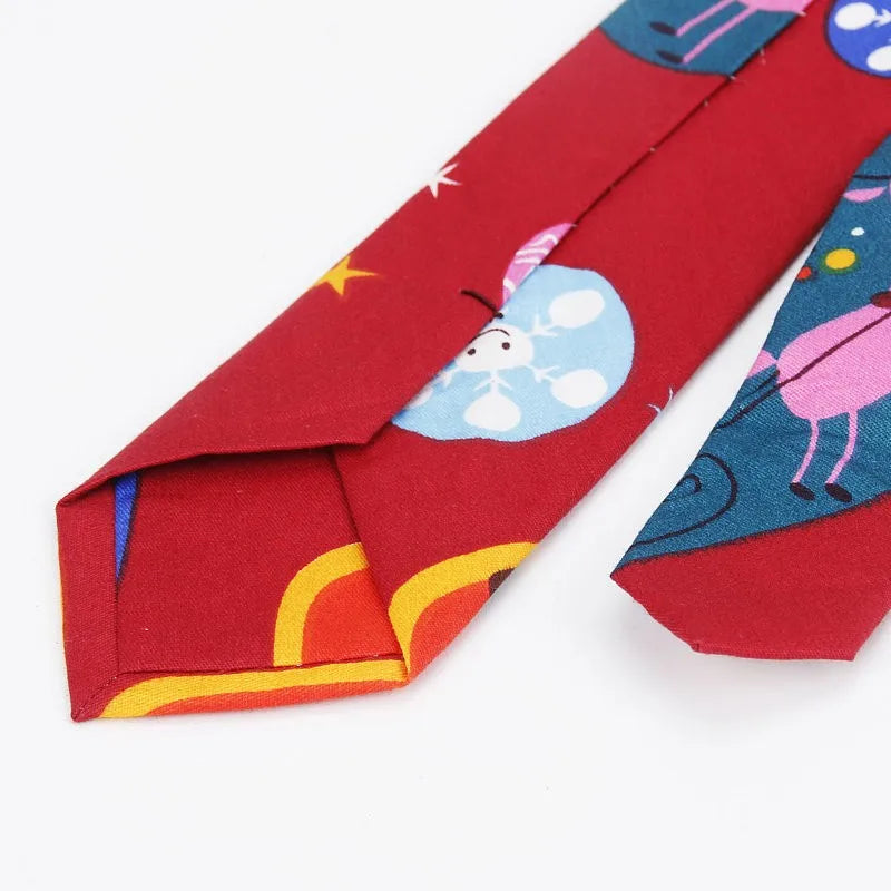 2020 Brand New Christmas 6cm Tie Red Blue Green Printed Necktie Santa Claus Snowflake Christmas Tree Neck Tie For Festival Gifts