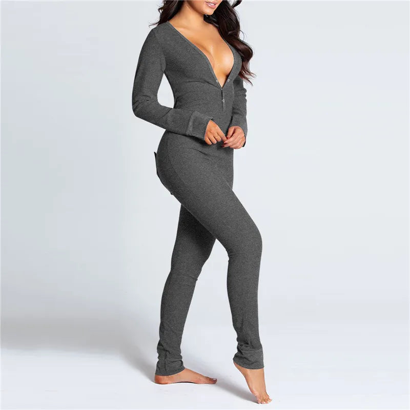 2021 New V-neck Buttons Up Sexy Romper Women Long Sleeve Jumpsuits Autumn Fruits Print Sleepwear Back Flap Sleepwear