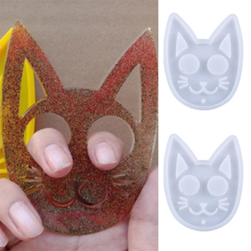 Super Glossy Self-defense Cat Keychain Crystal Epoxy Resin Mold Pendant Silicone Mould DIY Crafts Jewelry Necklace Making Tool